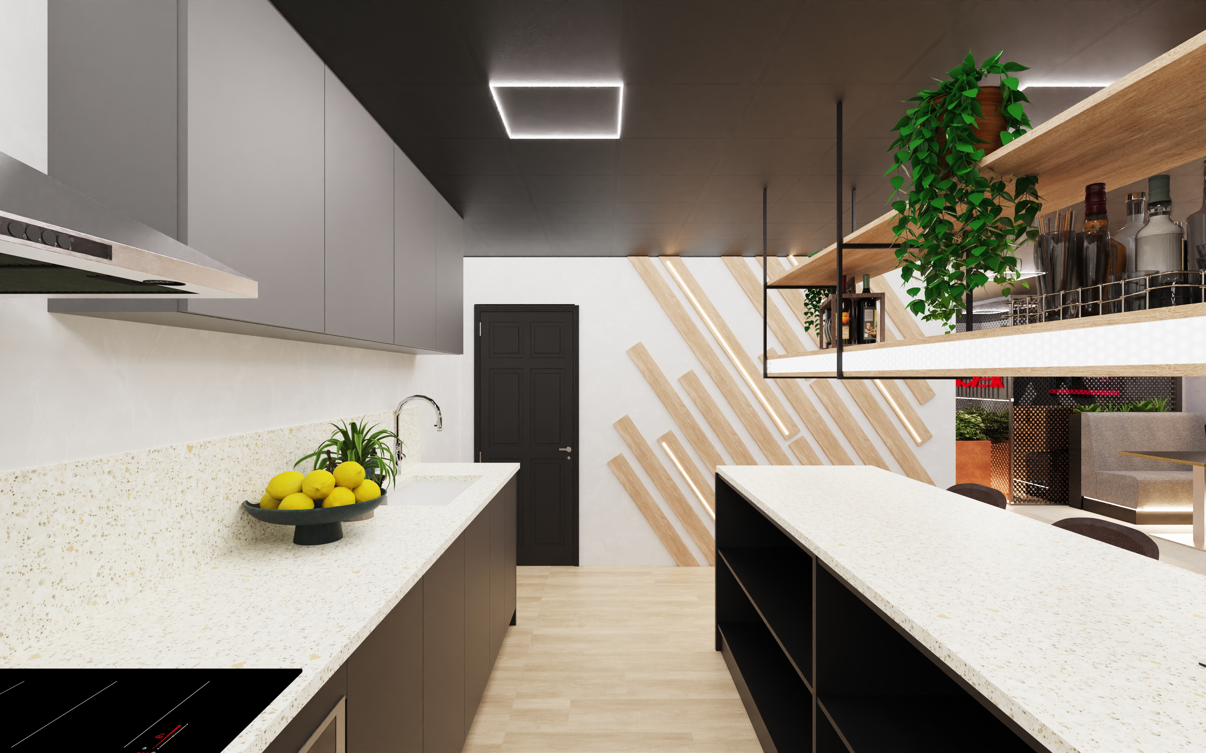 Commercial kitchen and bar render — Innovex